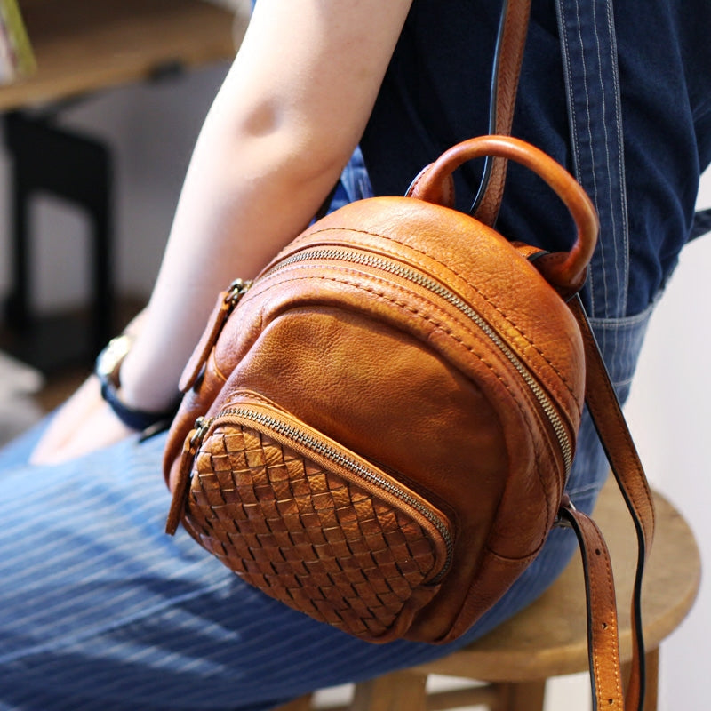 Cute Womens Brown Mini Leather Backpack Bag Purse Nice Backpacks for W ...
