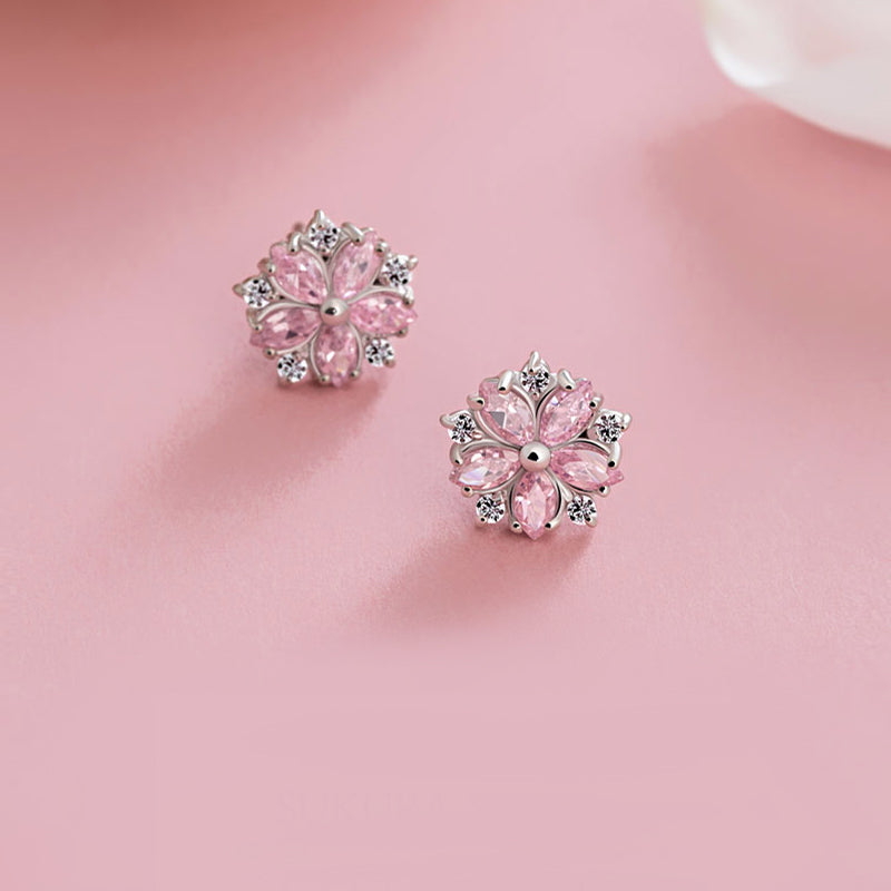 Sakura Zircon Stud Earrings in Sterling Silver Jewelry Accessories Gif ...
