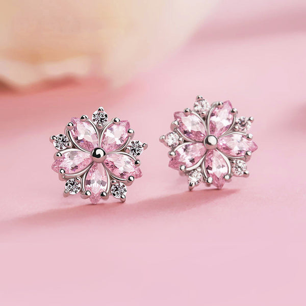 Sakura Zircon Stud Earrings in Sterling Silver Jewelry Accessories Gif ...