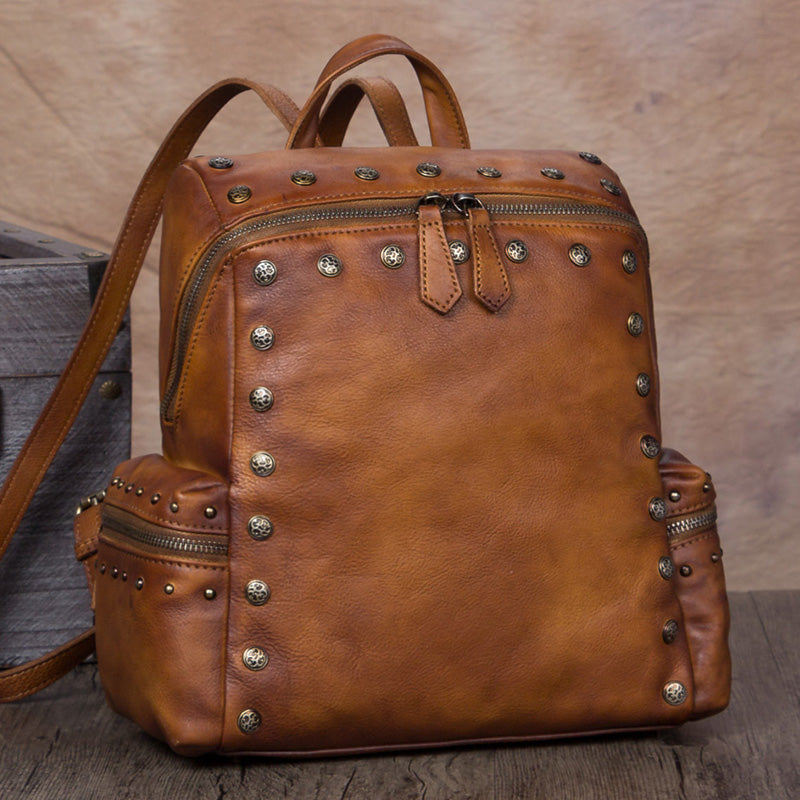 square leather backpack