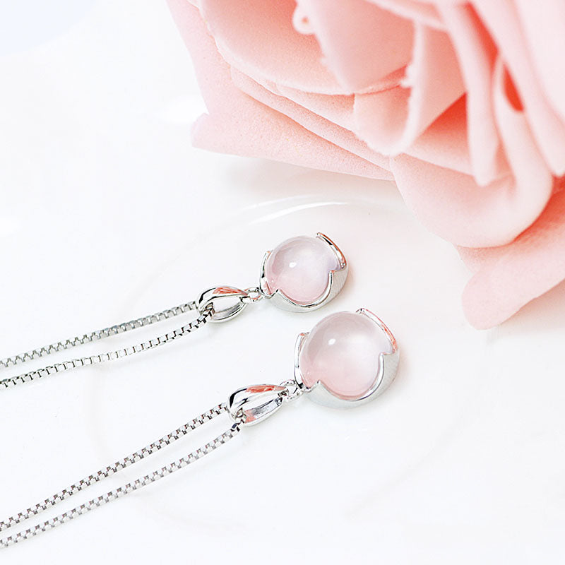 rose quartz stone necklace