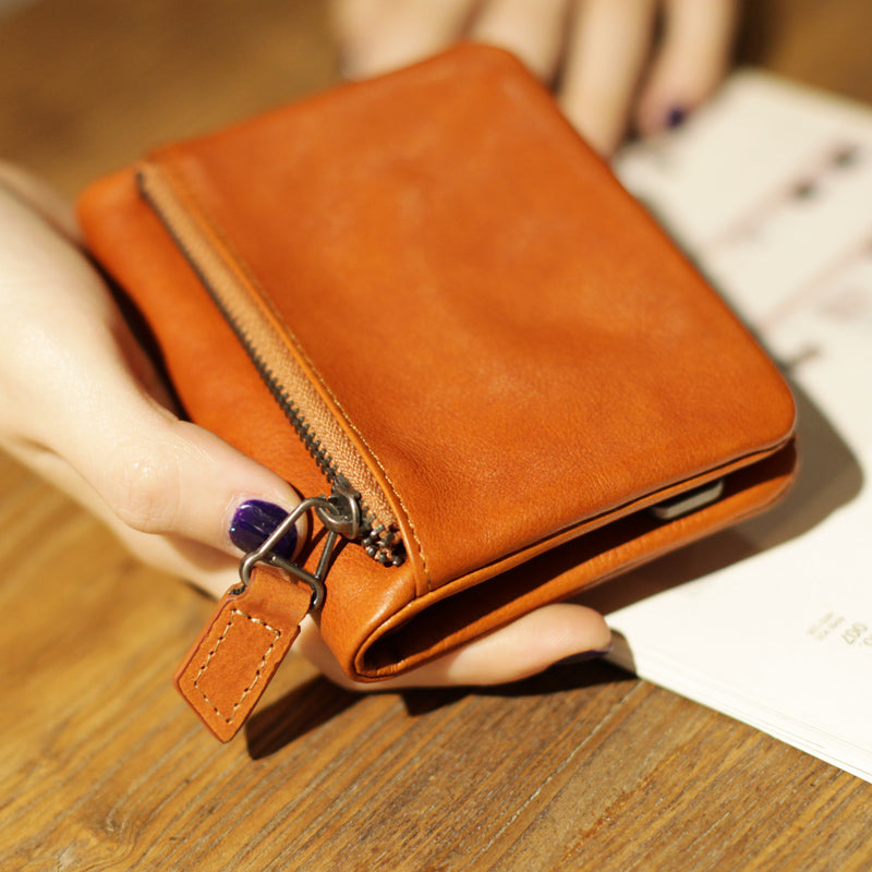 Small Brown Leather Womens Wallet Purse Handmade Clutch for Women – igemstonejewelry