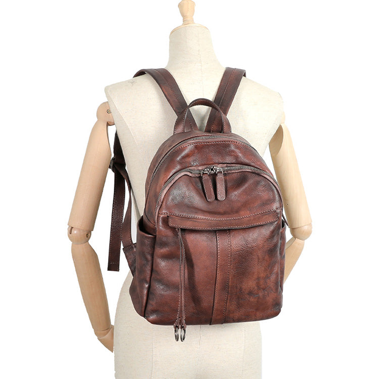 Small Women's Genuine Leather Backpack Bags Purse Stylish Backpacks fo ...