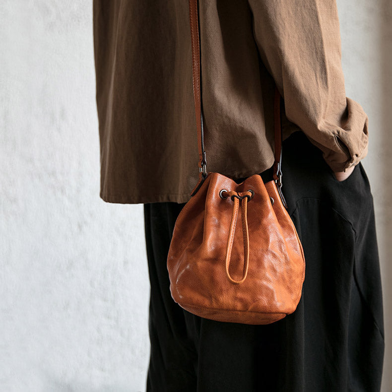 leather bucket bag purse