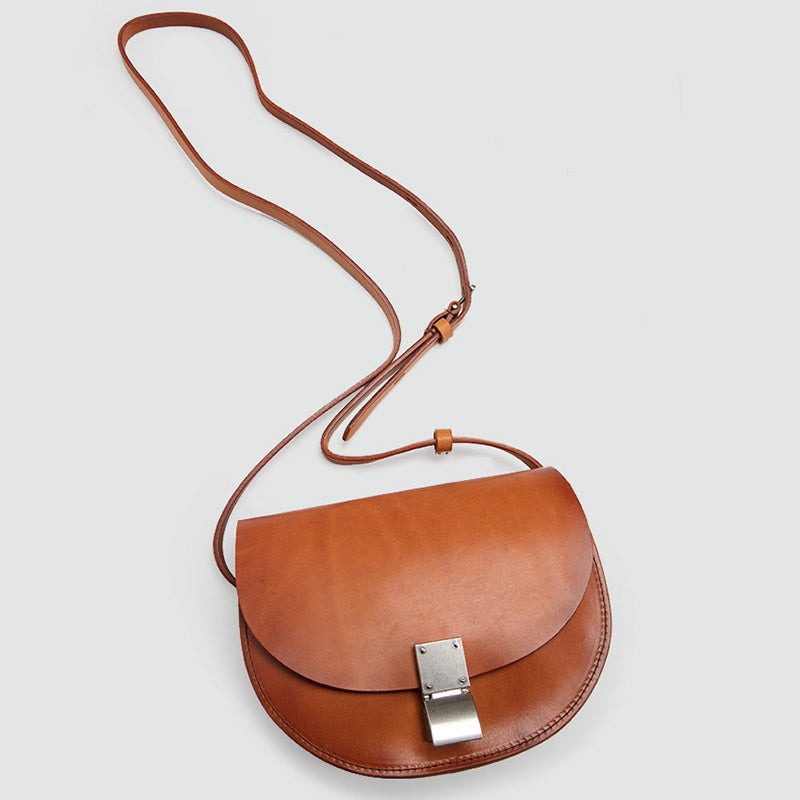 Small Womens Brown Leather Crossbody Saddle Bag Purse Side Bag for Wom – igemstonejewelry
