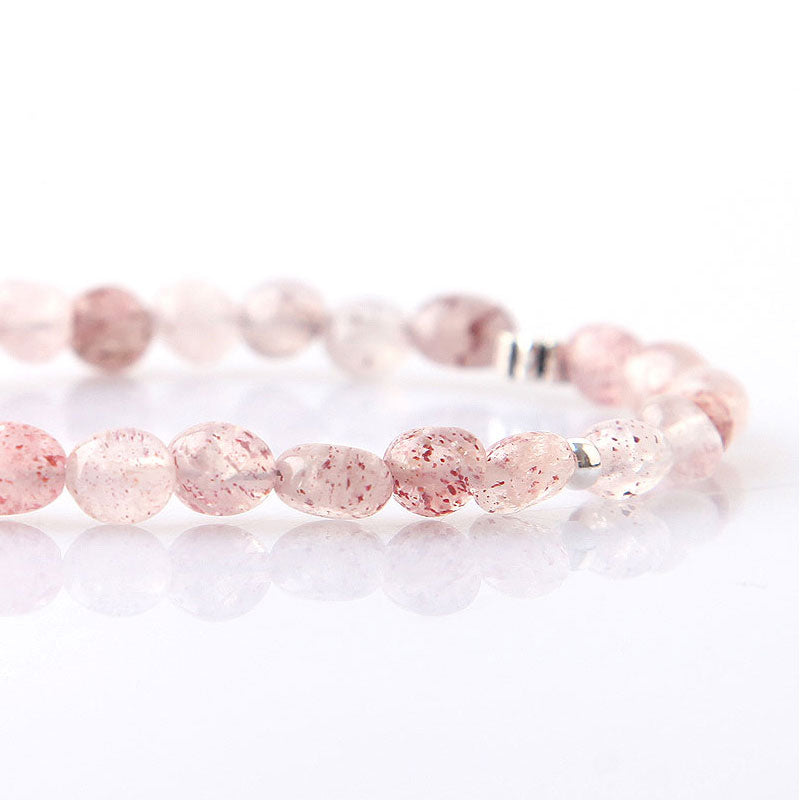 Strawberry Quartz Beaded Bracelets Handmade Gemstone Jewelry Accessori ...