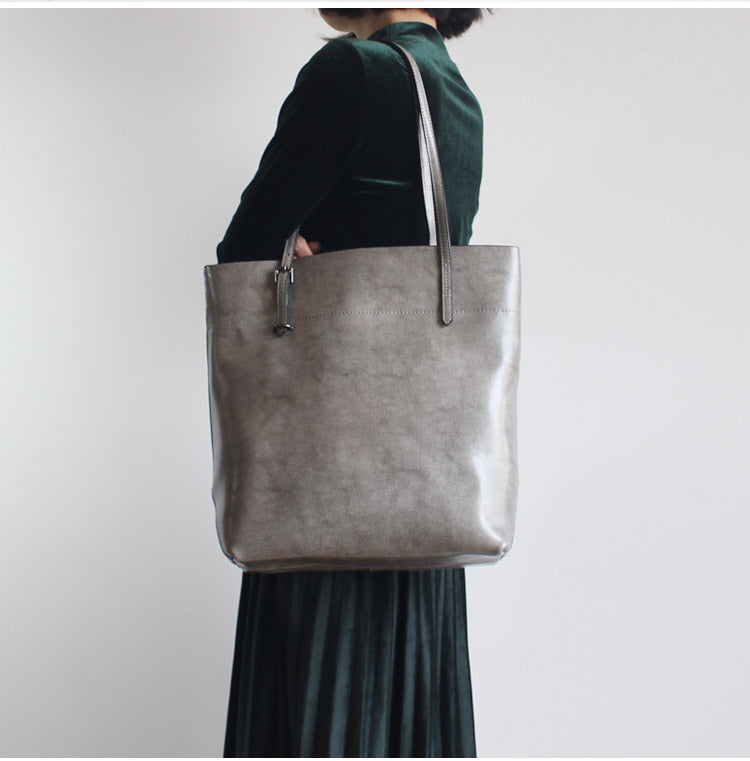 grey leather handbags