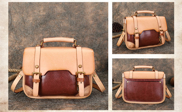 Vintage Ladies Leather Crossbody Messenger Bag Satchel Handbags for Women Cute