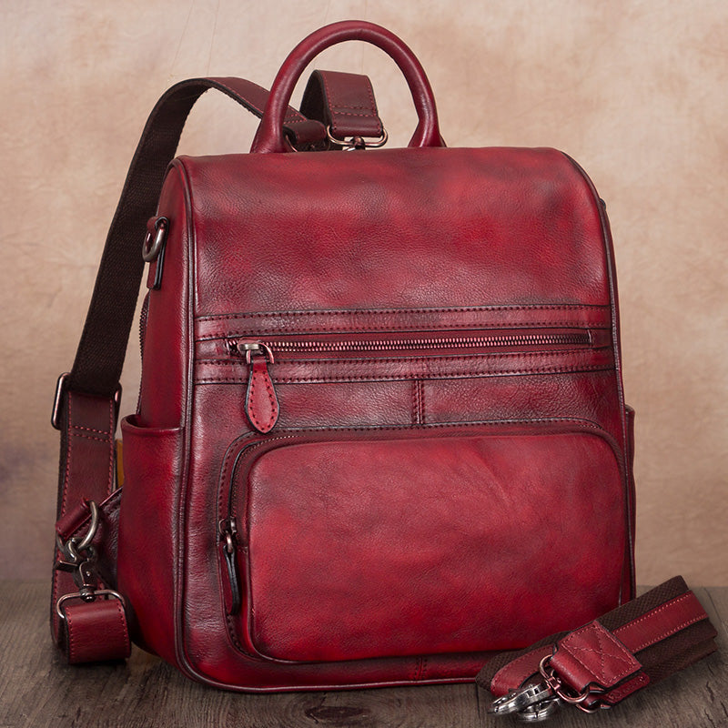 leather satchel backpack women's