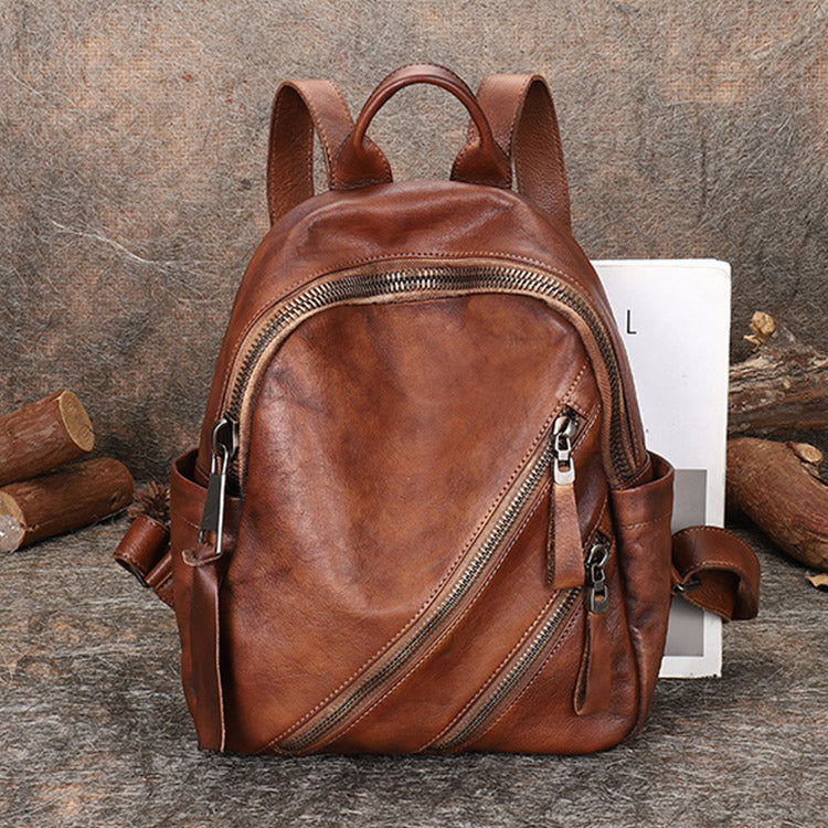 Womens Vintage Brown Leather Backpack Purse Book Bag Purse for Women ...