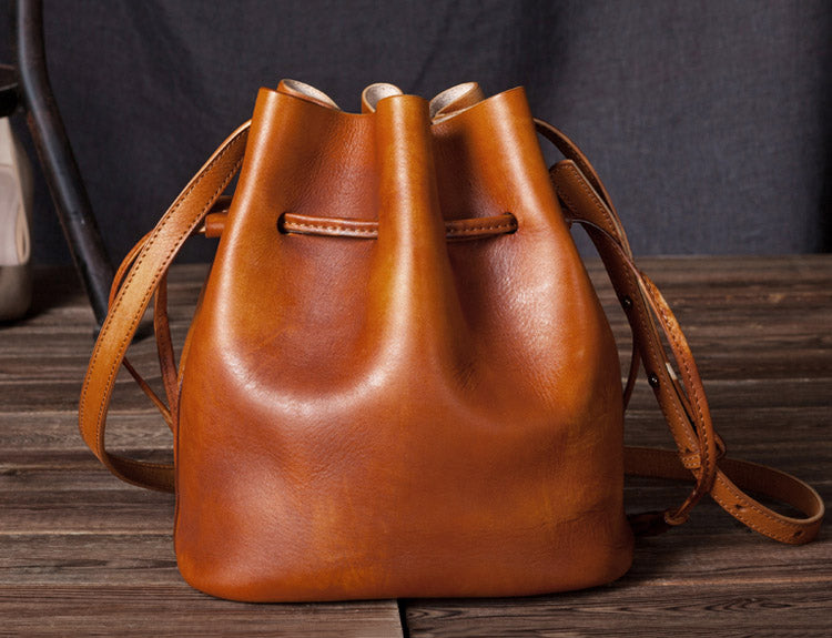 womens leather bucket bag