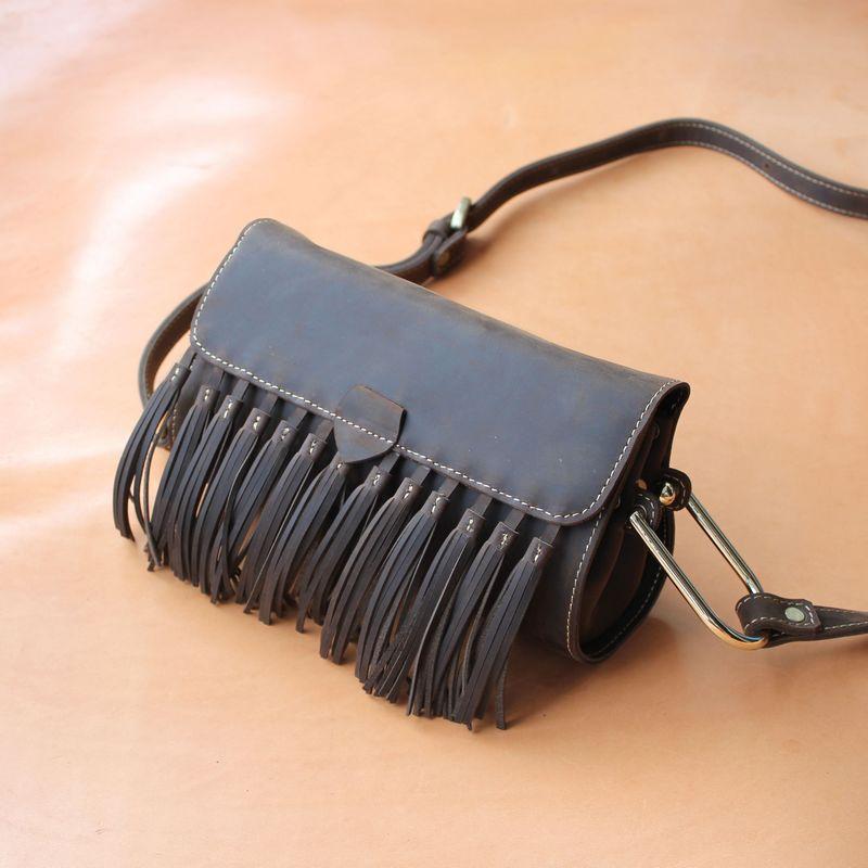 leather fringe crossbody bag