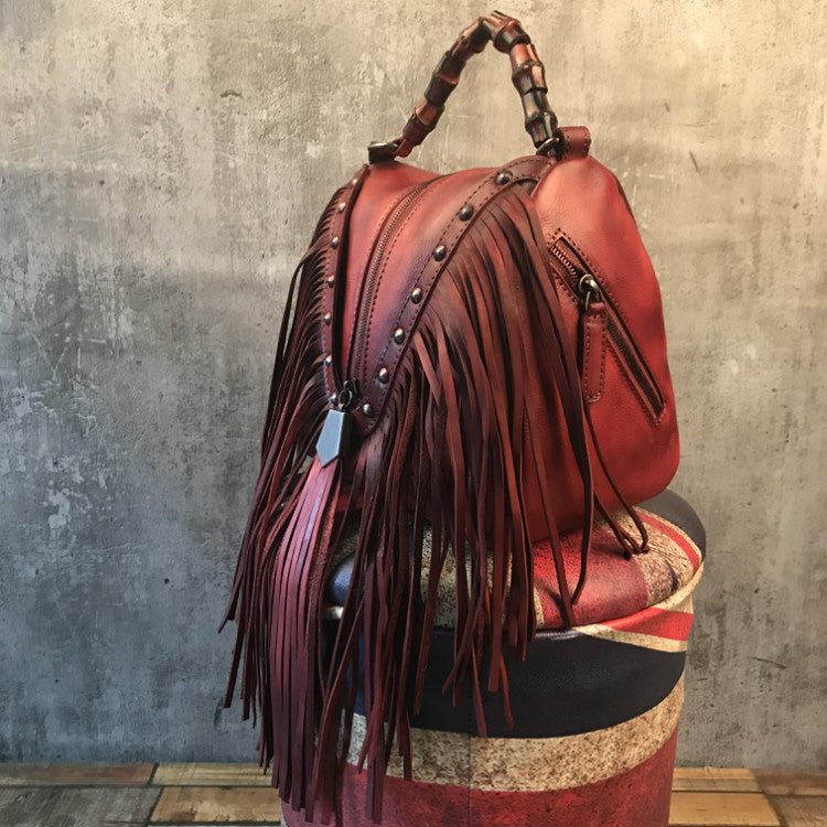 leather fringe crossbody bag