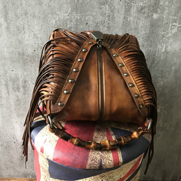 Western Womens Vintage Boho Bags Leather Crossbody Fringe Handbags Hip – igemstonejewelry