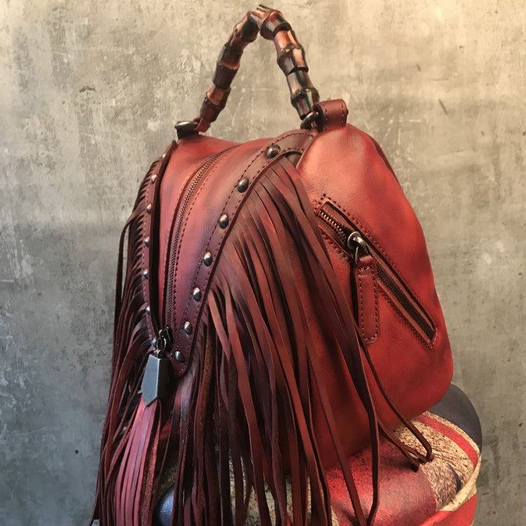 Western Red Leather Fringe Crossbody Purses Handbags Side Bags for Wom – igemstonejewelry