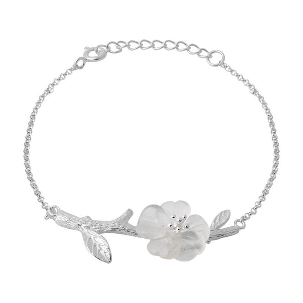 White Quartz Crystal Flower Bracelets in Sterling Silver Gifts For Wom ...