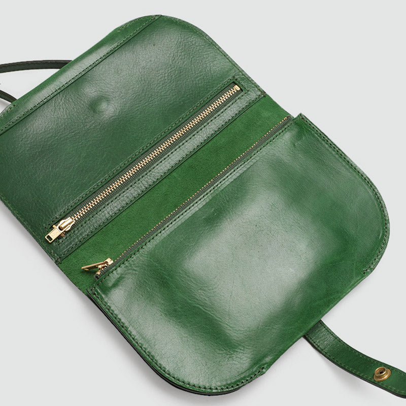 Womens Green Leather Crossbody Saddle Bag Purse Small Shoulder Bag ...