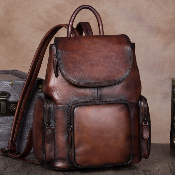 small leather rucksack handbag