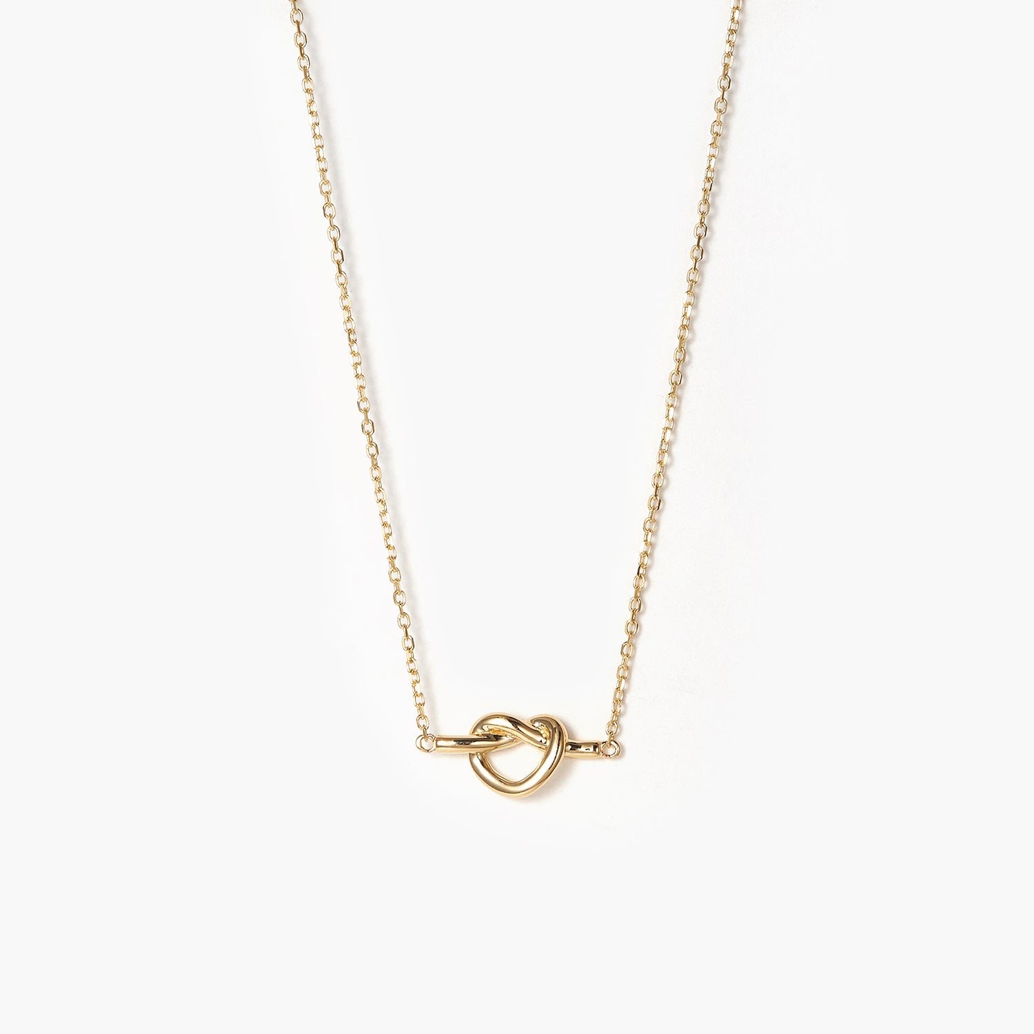 BOVANNI Love Knot Necklace 14K Gold Plated, Heart Knot Pendant Simple Style Cute Necklace Yellow / 16+ 2 / 14K Solid Gold