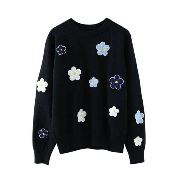 Embroidered Floral Sweater | Aesthetic Sweaters