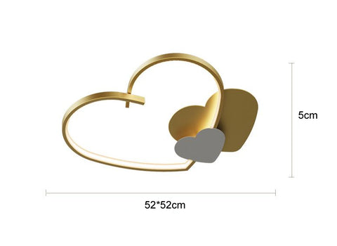 Modern Simple Copper Heart-shaped Led Room Ceiling Lamp