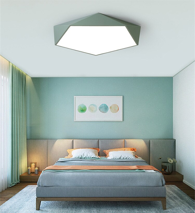 Modern Led Ceiling Lamp Geometric Polygon Iron Metal Pvc Indoor Lighting Bedroom Dining Room Decoration Light Fixture Ac110 265v