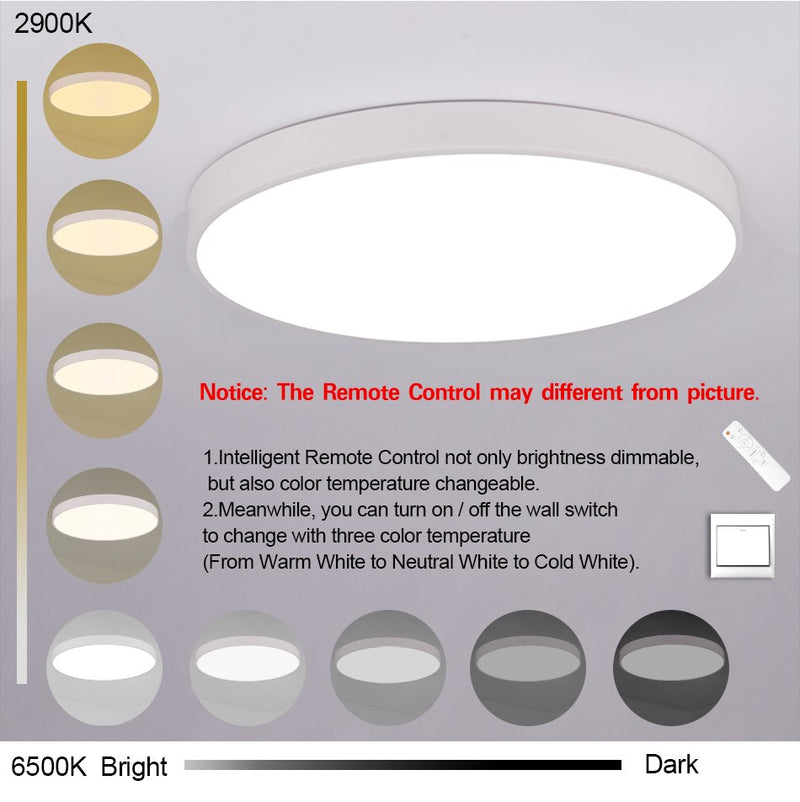 Led Ceiling Light Modern Panel Lamp Lighting Fixture Surface Mount Flush Remote Control