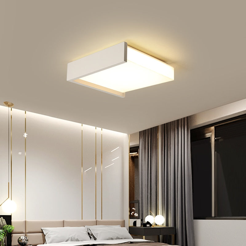 Black White Square Minimalism Simple Led Ceiling Lights For Living Room Bedroom