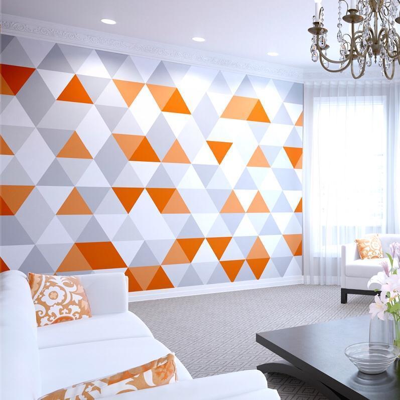 Bright Orange Geometric Wallpaper Mural