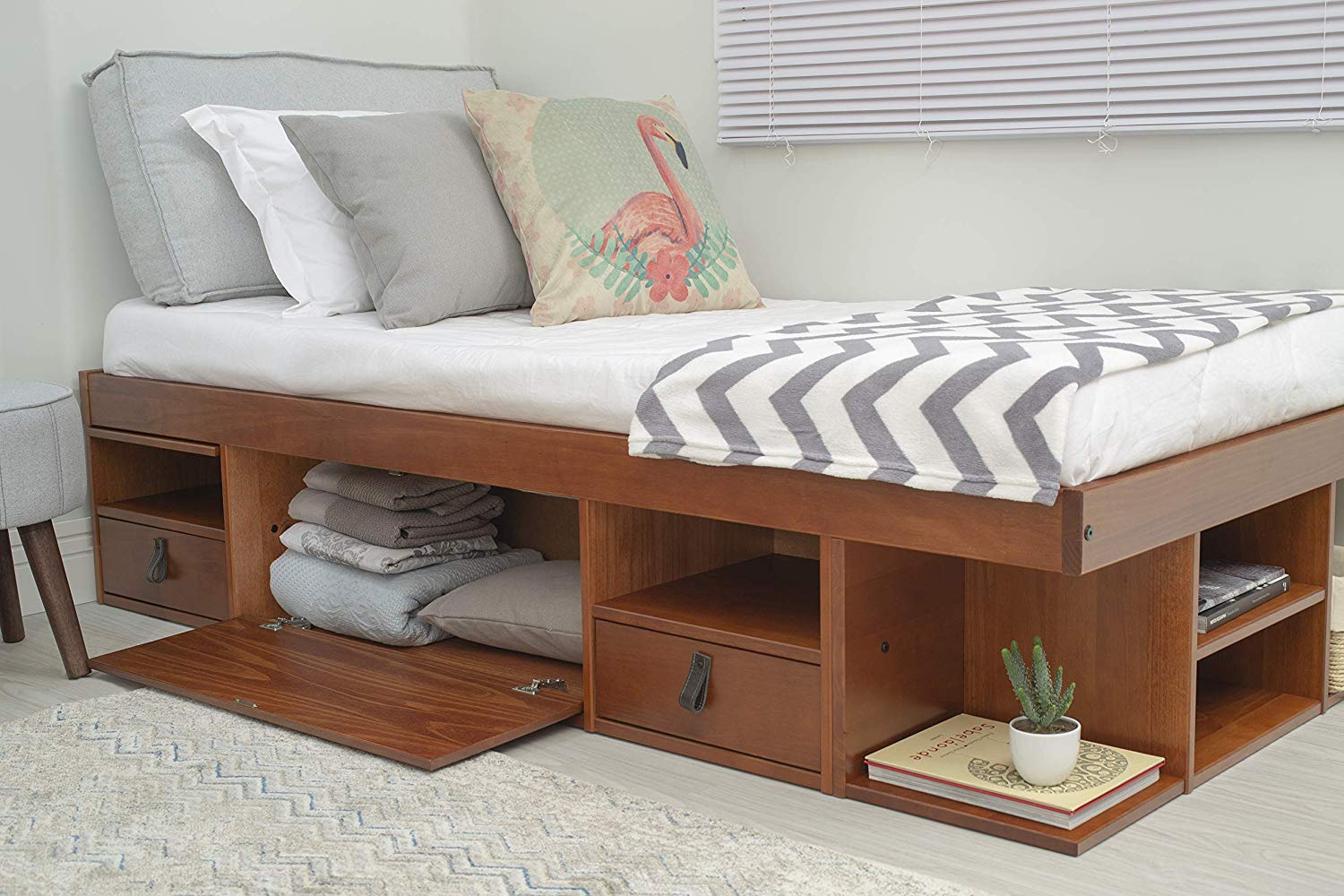 Memomad Bali Storage Platform Bed Twin Size Caramel Memomad Store