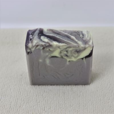 mauve soap with white and purple swirls