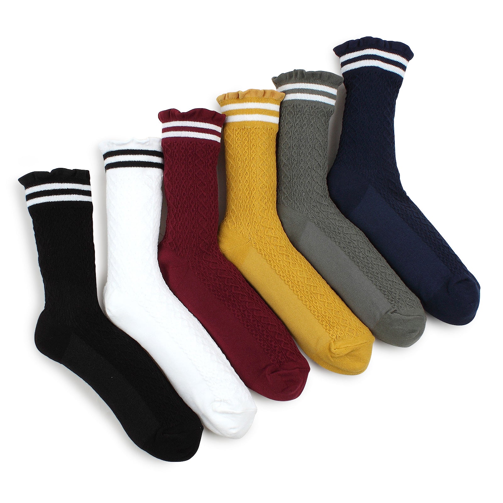Frill Twiste Socks (6 Pairs) Women Casual Girls Sports Socks HB16 ...