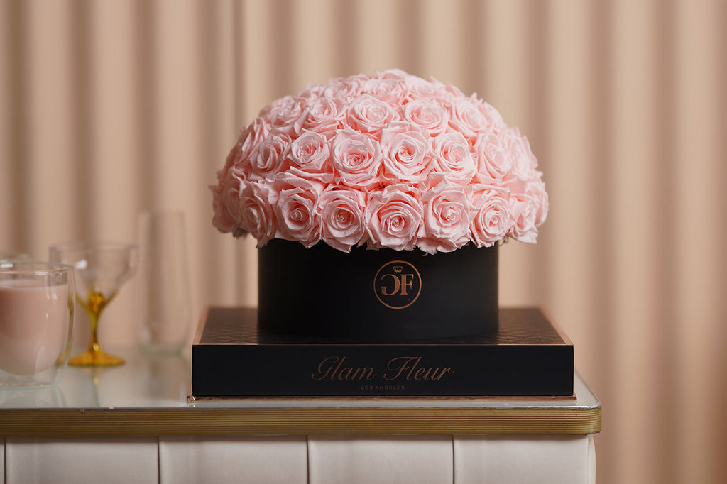 grande round box with pink roses