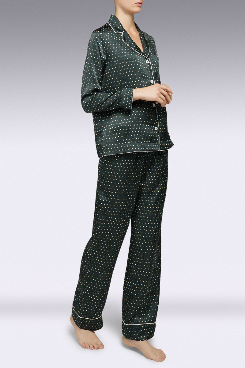 Inès Pyjama Set in Green | Luxury Silk Women's Nightwear – Morpho + Luna