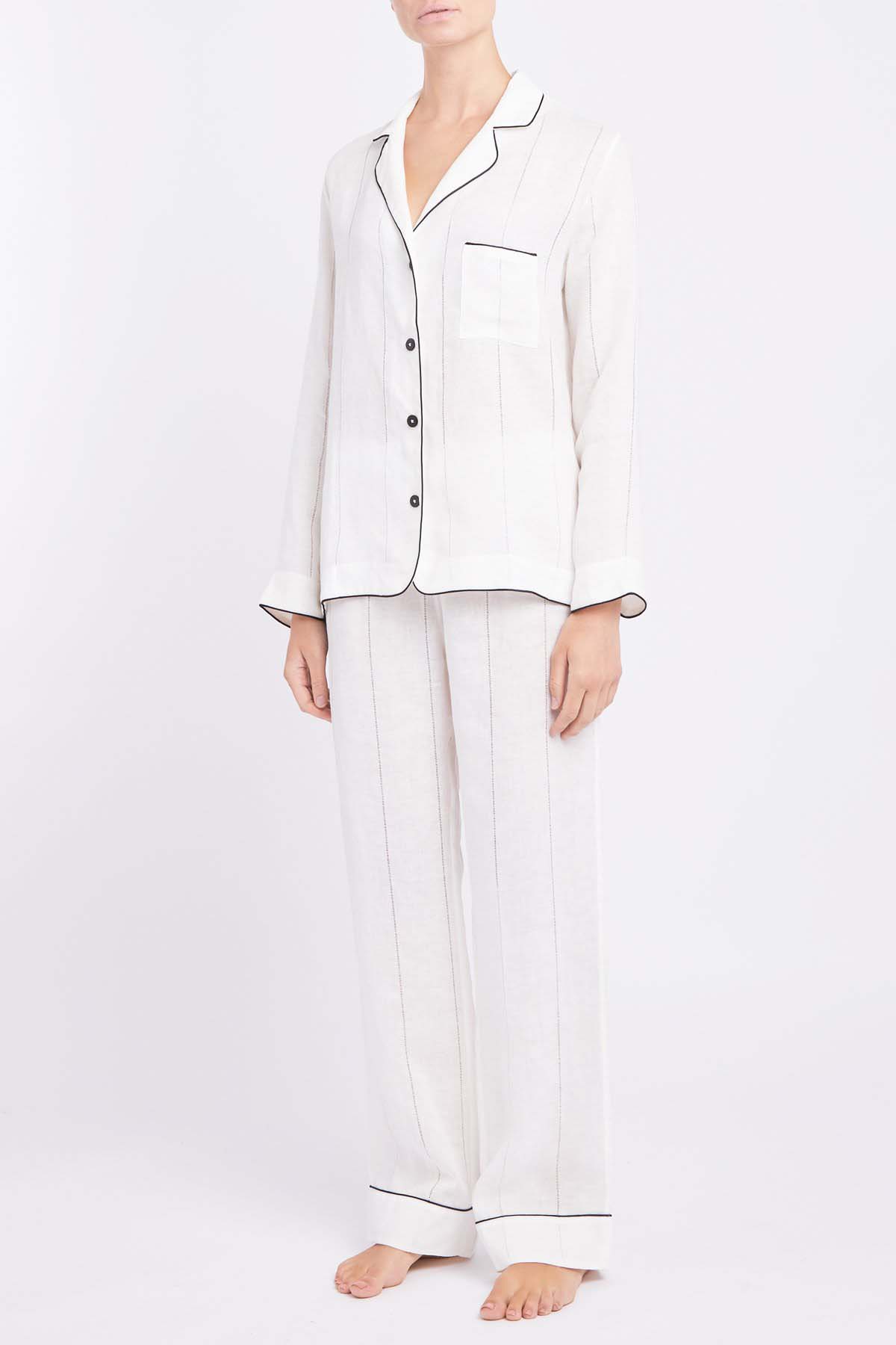 Morpho and Luna | Luxury Linen Pyjama Set in White – Morpho + Luna