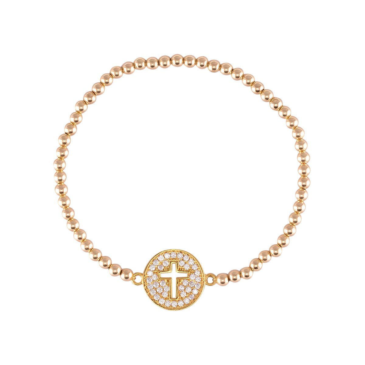 Caterina Beaded Bracelet with Outline Cross - Gisele Collection product image