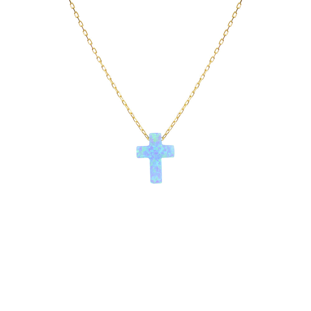 Eve Blue Opalite Cross Necklace - Gisele Collection product image