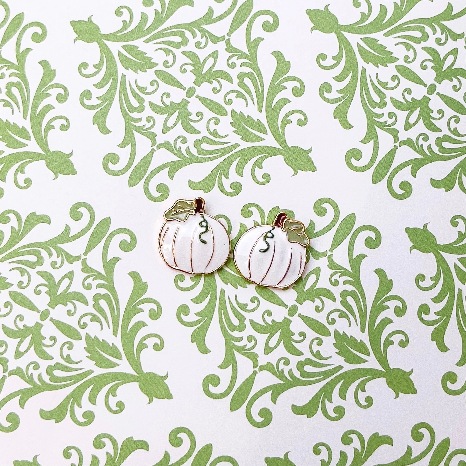 Harvest Pumpkin Enamel Stud Earrings