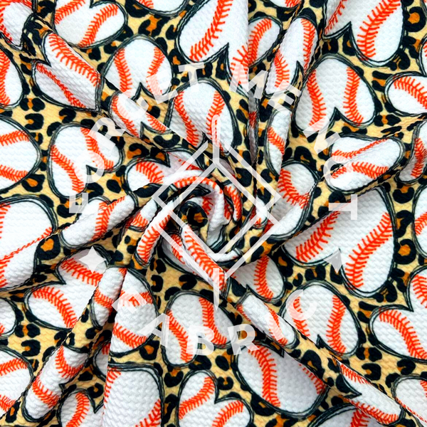 Baseball Leopard Hearts, Bullet Super Soft Knit, Sports Fabric