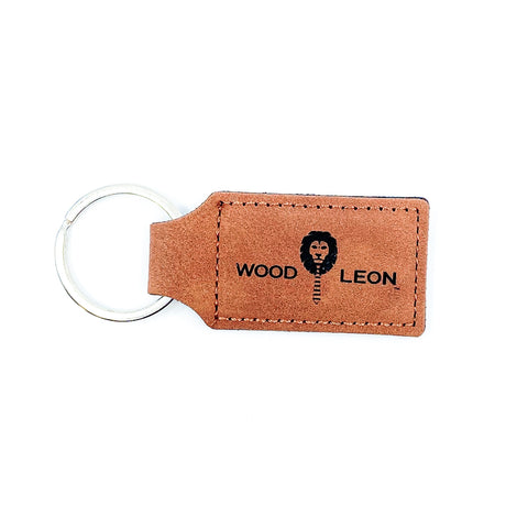 Leather Wood Leon Keychain