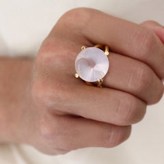 yin yang rose quartz gold ring