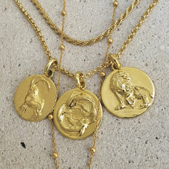 zodiac sign jewellery coin pendants gold vermeil