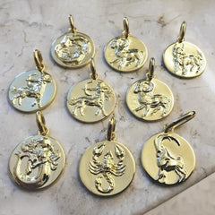 astrology jewelry coin pendant necklaces gold vermeil