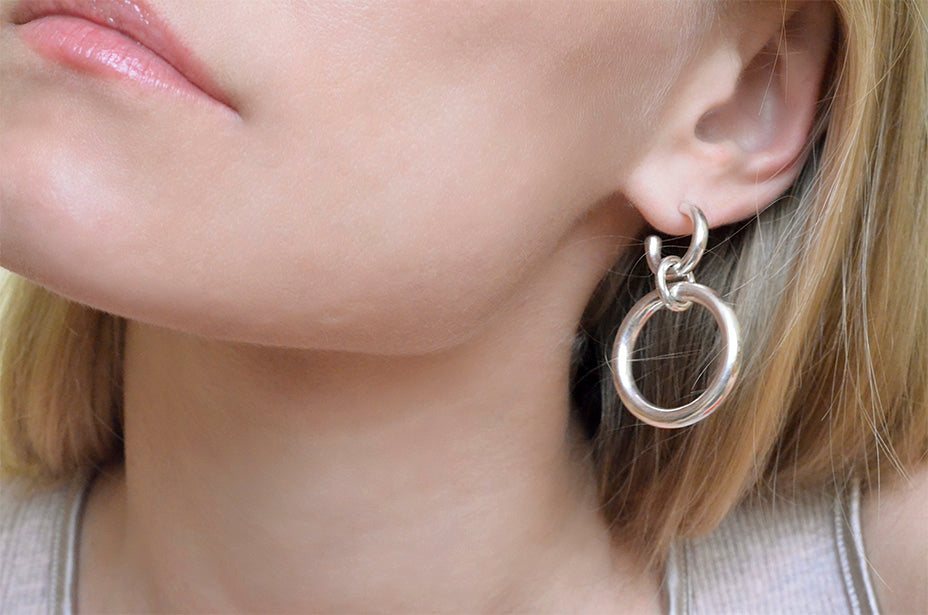 Sterling silver double hoop earrings