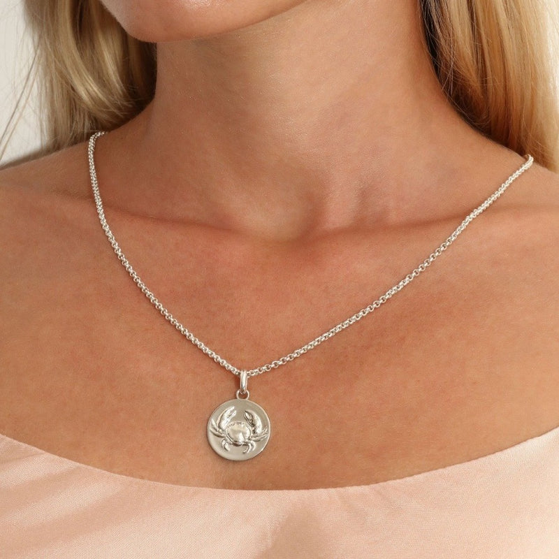 cancer zodiac pendant necklace // Silver