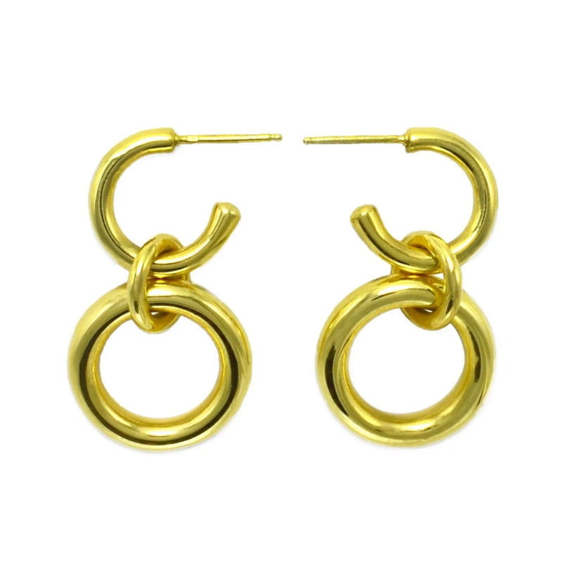 Silver Double Hoop Earrings Gold Plated 