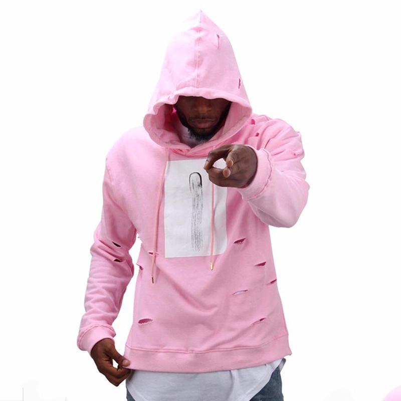 pink distressed hoodie