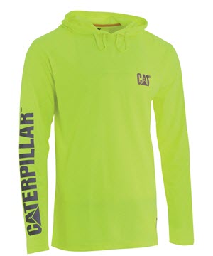 CAT Hi-Vis UPF Hooded Banner Long Sleeve T-shirt at Dave's New York