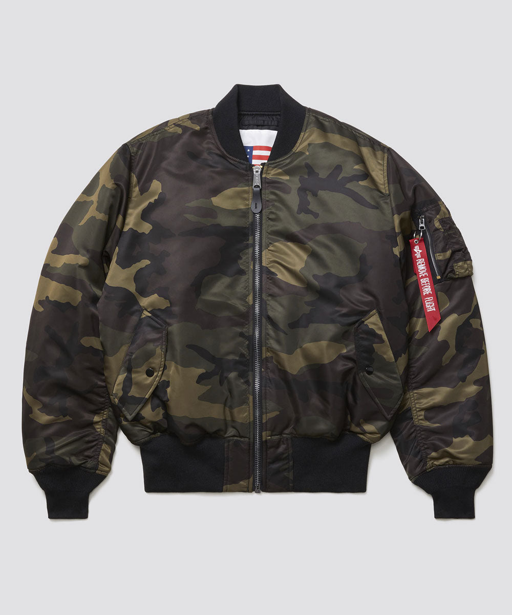 Alpha Industries MA-1 Blood Chit Flight Jacket - Dark Woodland Camo ...