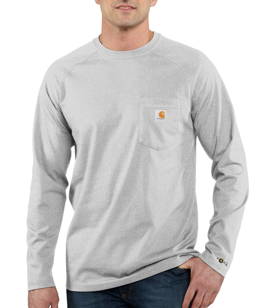 Carhartt Force™ Cotton Delmont Long Sleeve T-Shirt - Heather Gray ...